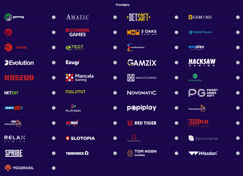 WazBee Casino Game Providers